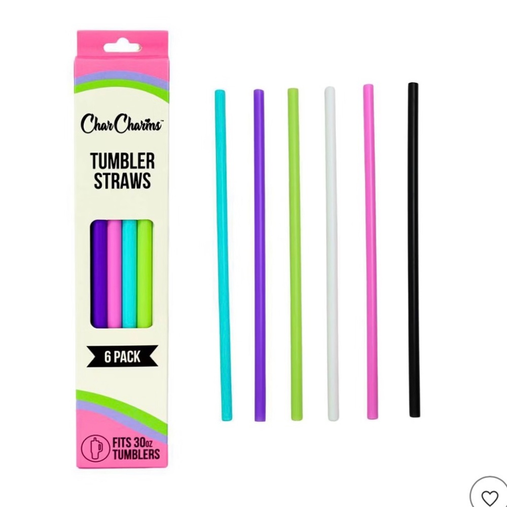CharCharms  6pk 30oz Solid Water Bottle Straws: Reusable Tumbler Straws